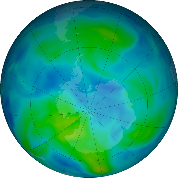Antarctic ozone map for 18 March 2024